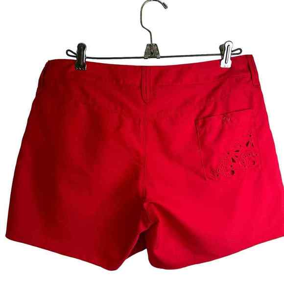 Athleta Red Coastal Eyelet Floral Embroidered Shorts Women's Size‎ 4 - Picture 5 of 9